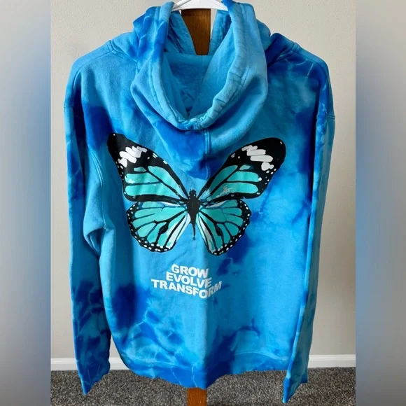 Yours Truly Clothing by Phora Broken Butterfly Evolution Tie Dye Hoodie M - Picture 11 of 11